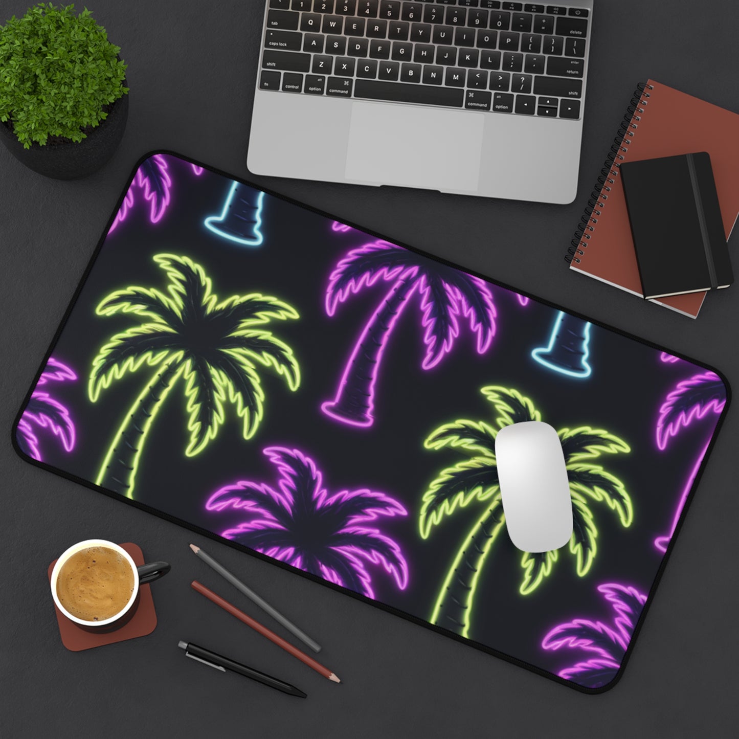 Neon Palm Tree Desk Mat