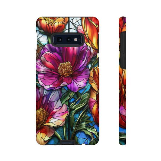 Vibrant Purple Flower Samsung phone case with colorful floral design and durable protective material