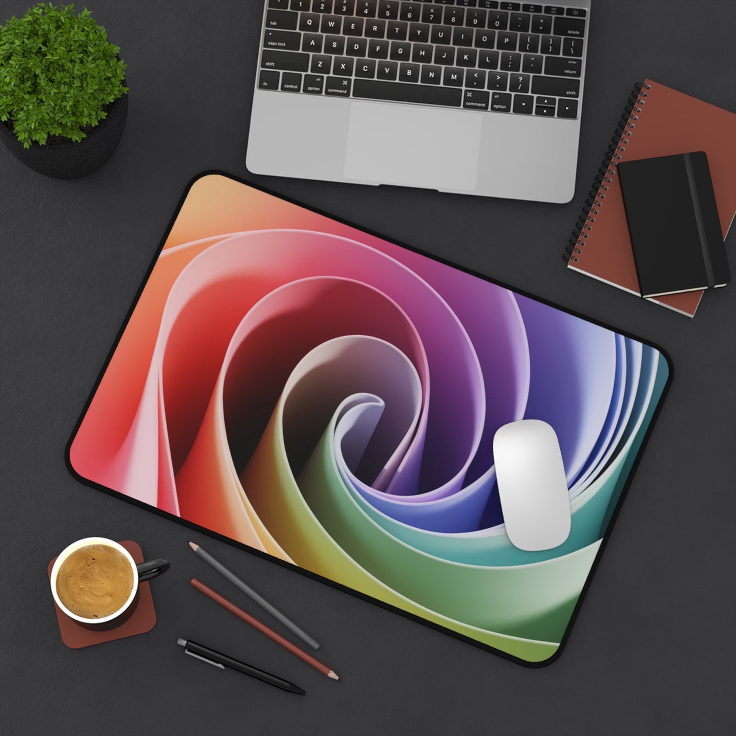 Twisted Rainbow Swirl Desk Mat