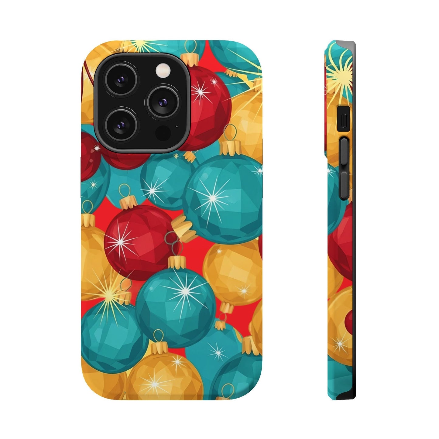iPhone case with colorful Christmas Tree Sparkle Bulbs design for festive holiday protection