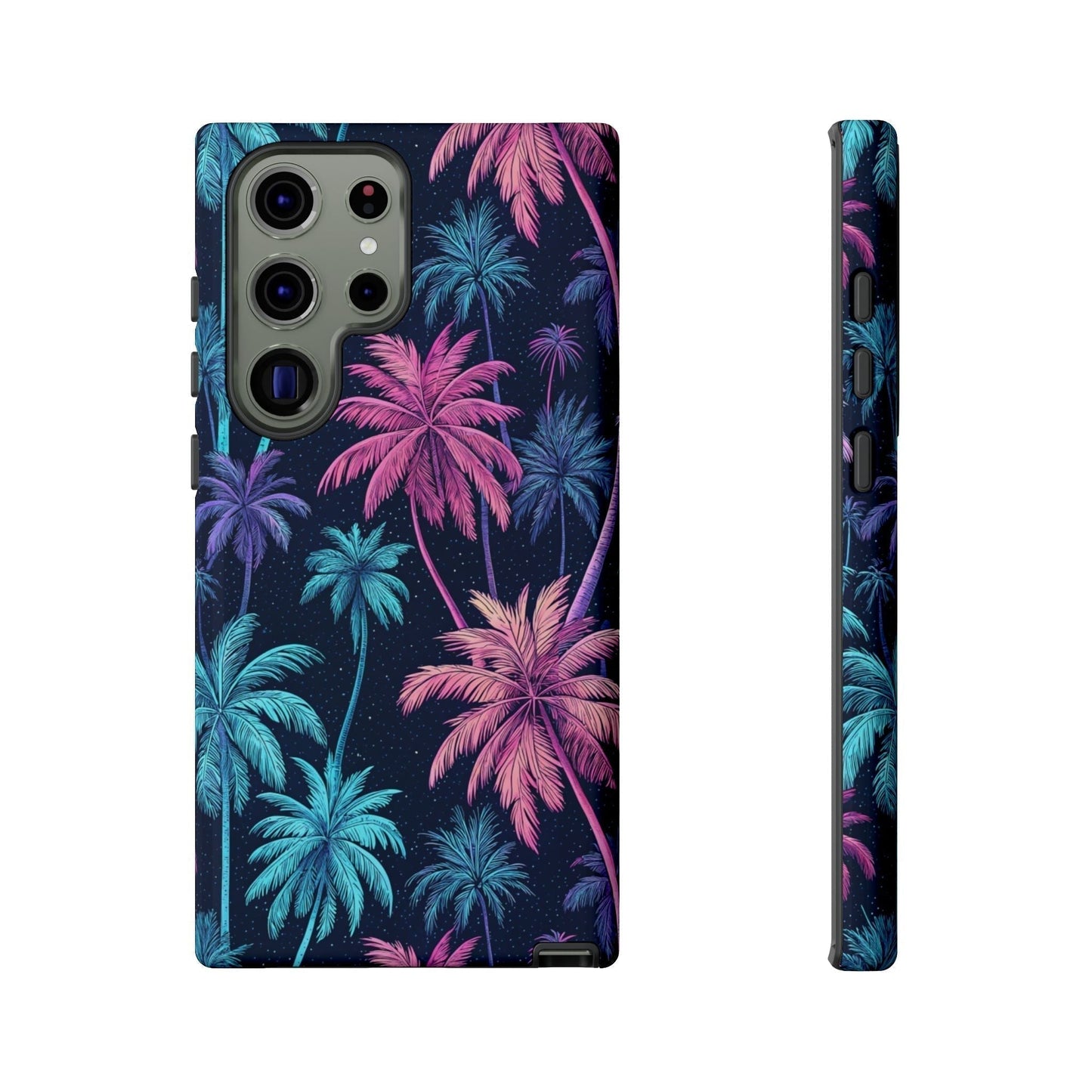 Neon Palm Tree phone case for Samsung with colorful tropical palm design and durable 3D print protection