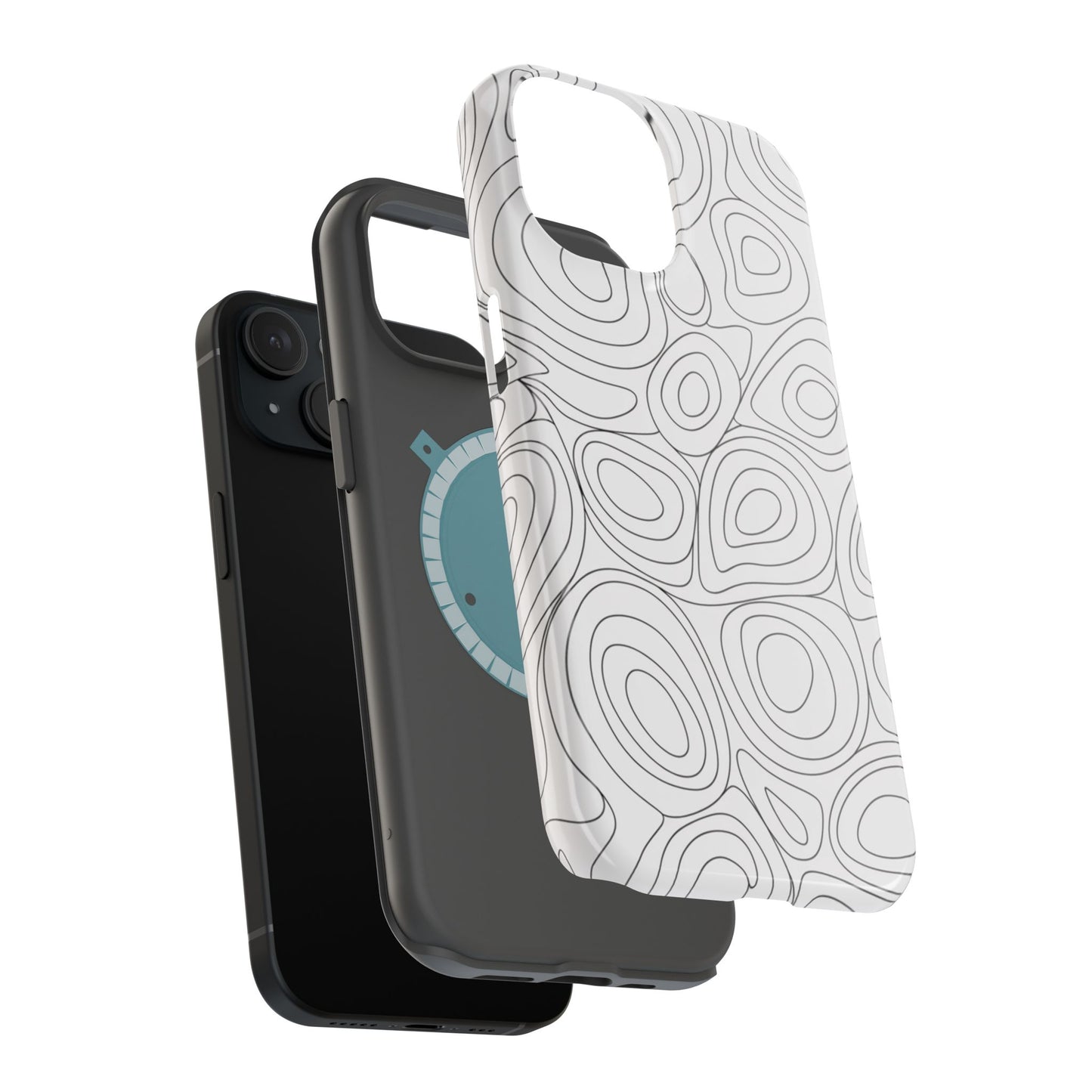 Black and White Abstract Circles Design iPhone Tough Case