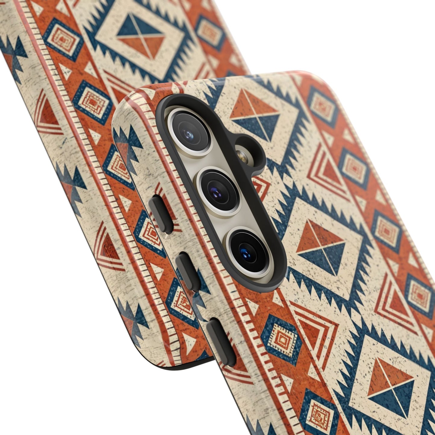 Tribal design Samsung tough phone case with geometric pattern on durable protective cover for Galaxy S series