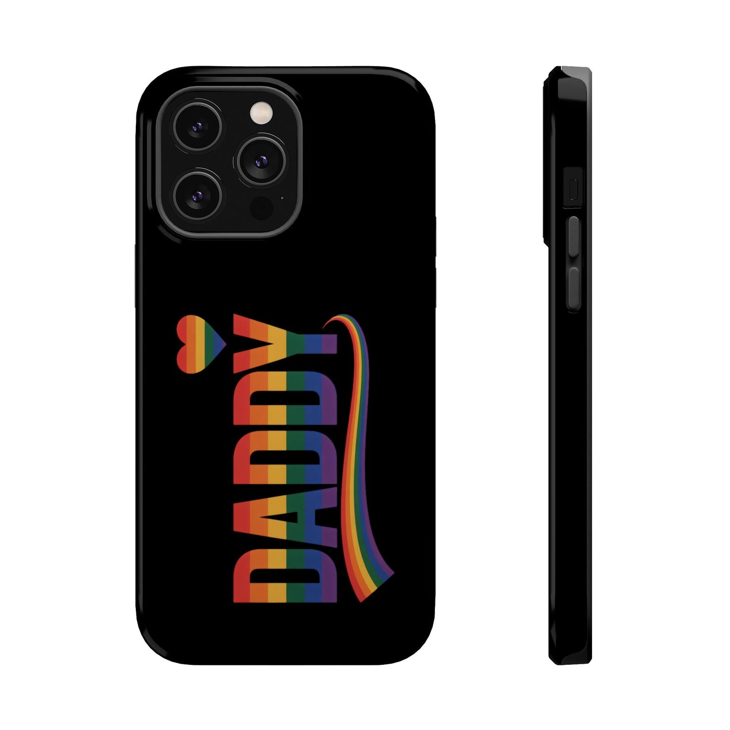 Fun Daddy LGBT Daddy iPhone tough case with rainbow design and durable black protective shell