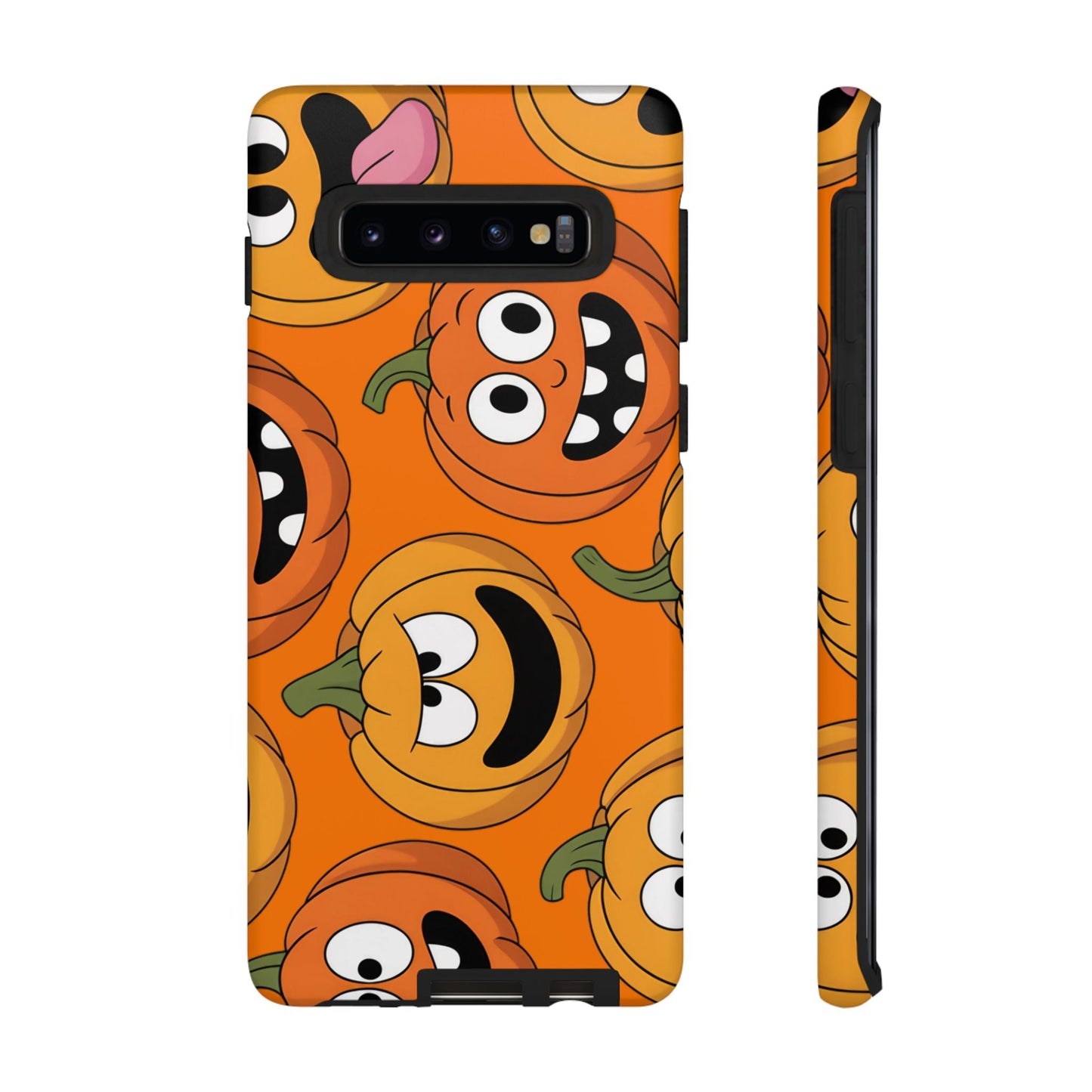 Samsung Tough Case with moody Halloween pumpkin design for Samsung Galaxy phones, durable and impact-resistant.