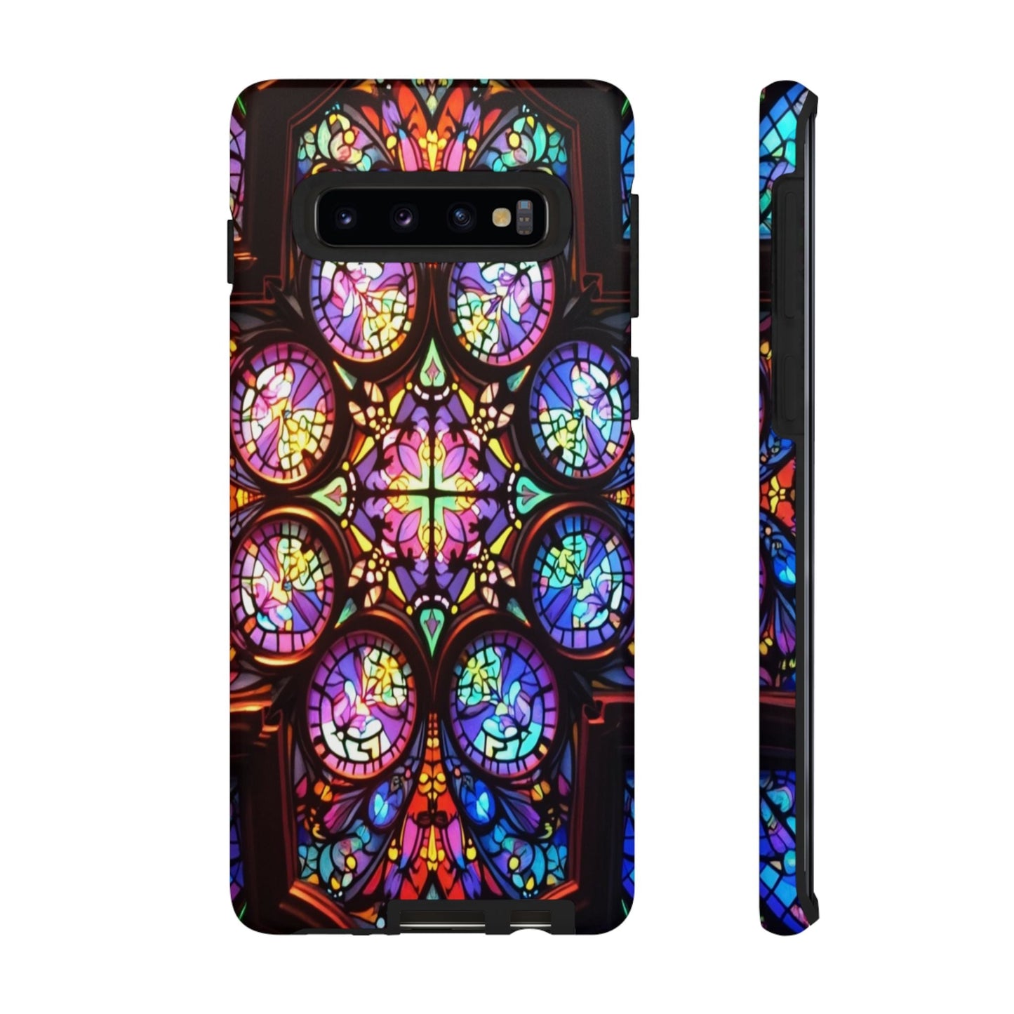 Colorful Hypnotic Stain Glass Samsung Galaxy phone case with vibrant stained glass design and durable protection