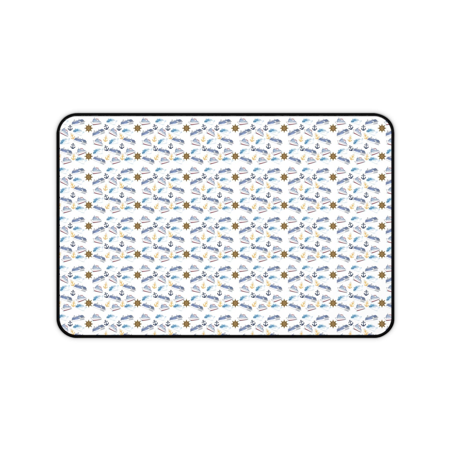 Cruise Ship Inspired Desk Mat with nautical-themed colorful patterns and non-slip neoprene surface