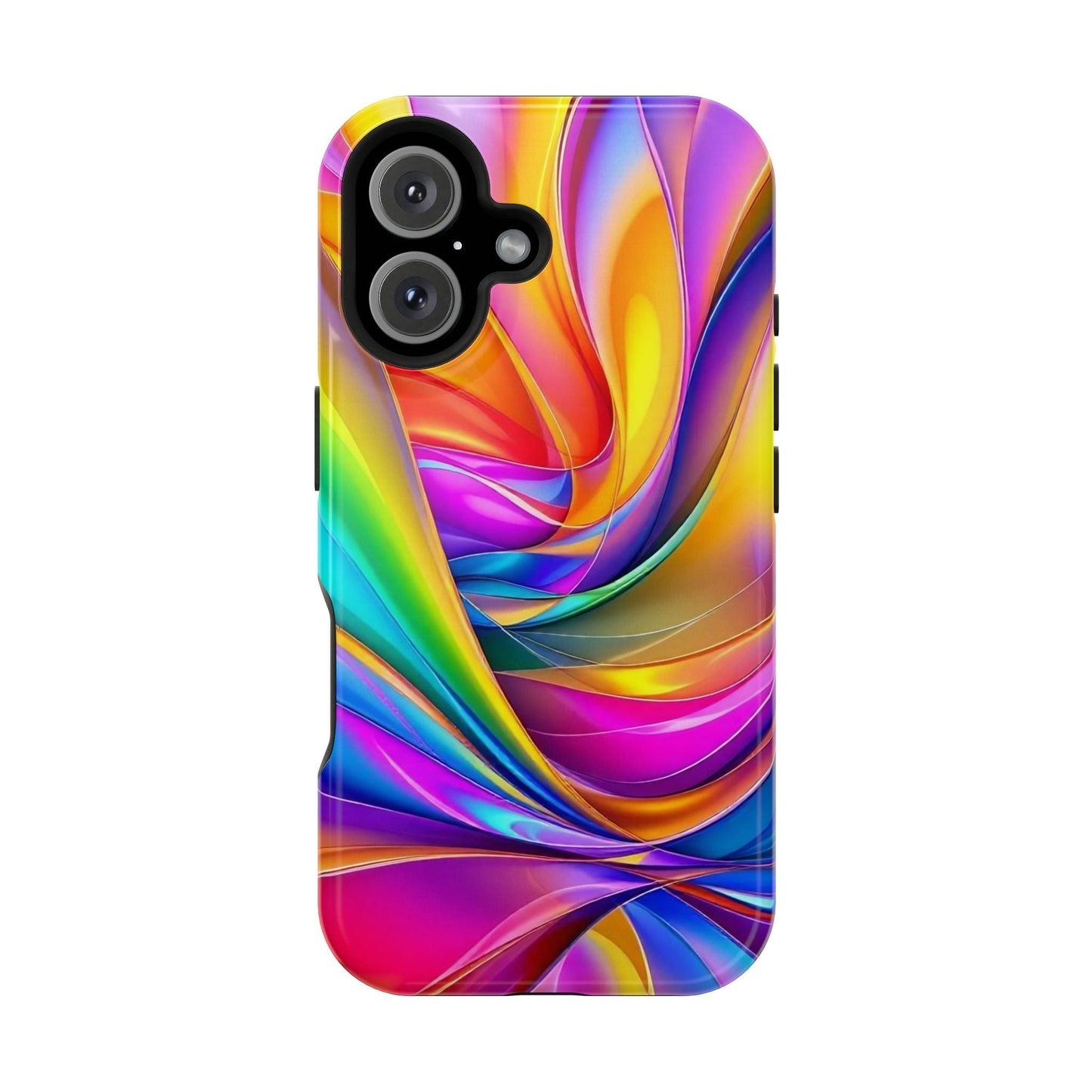 iPhone tough case with vibrant Deconstructed Rainbow Wave colorful abstract design and dual-layer protection
