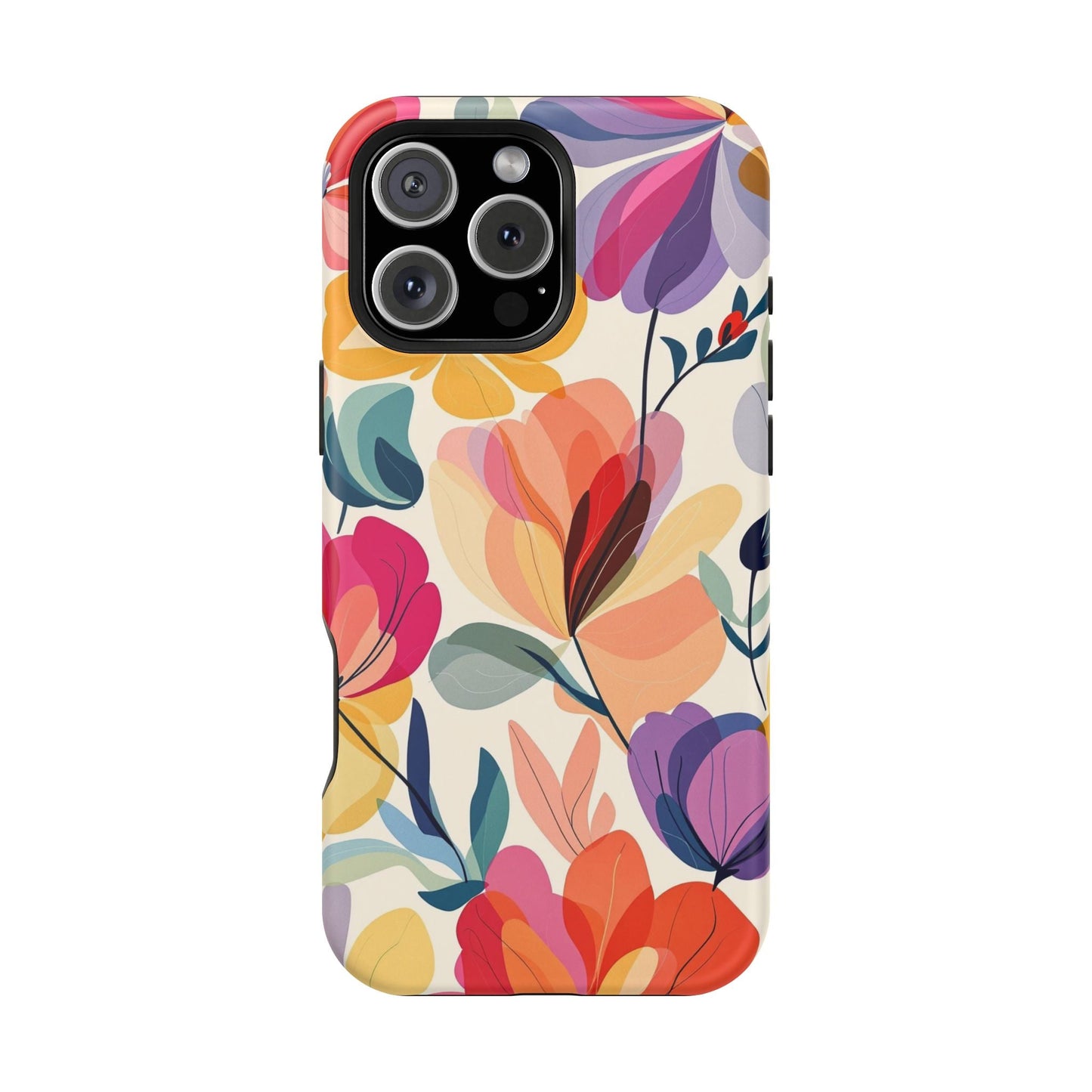 Colorful watercolor floral iPhone case with durable polycarbonate protection and vibrant full-wrap print