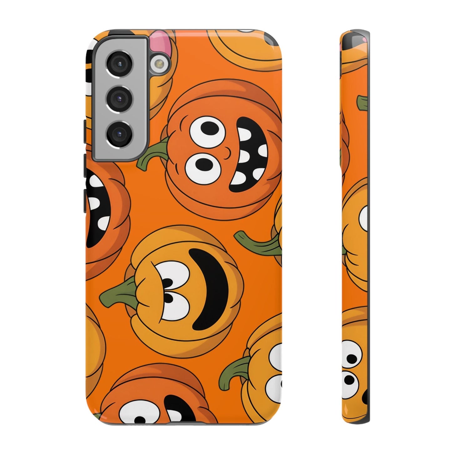 Samsung Tough Case with moody cartoon pumpkins design for Halloween protection and style