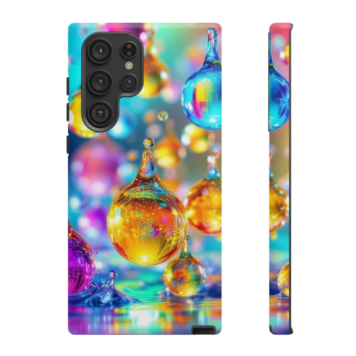 Golden Raindrop Phone Case for Samsung with vibrant 3D wrap design and durable shock-absorbent protection