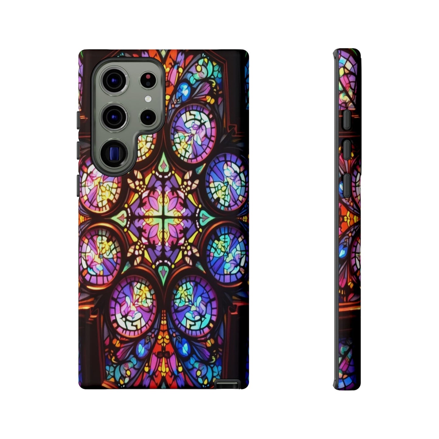 Colorful hypnotic stained glass design Samsung tough phone case with vibrant 3D print protection
