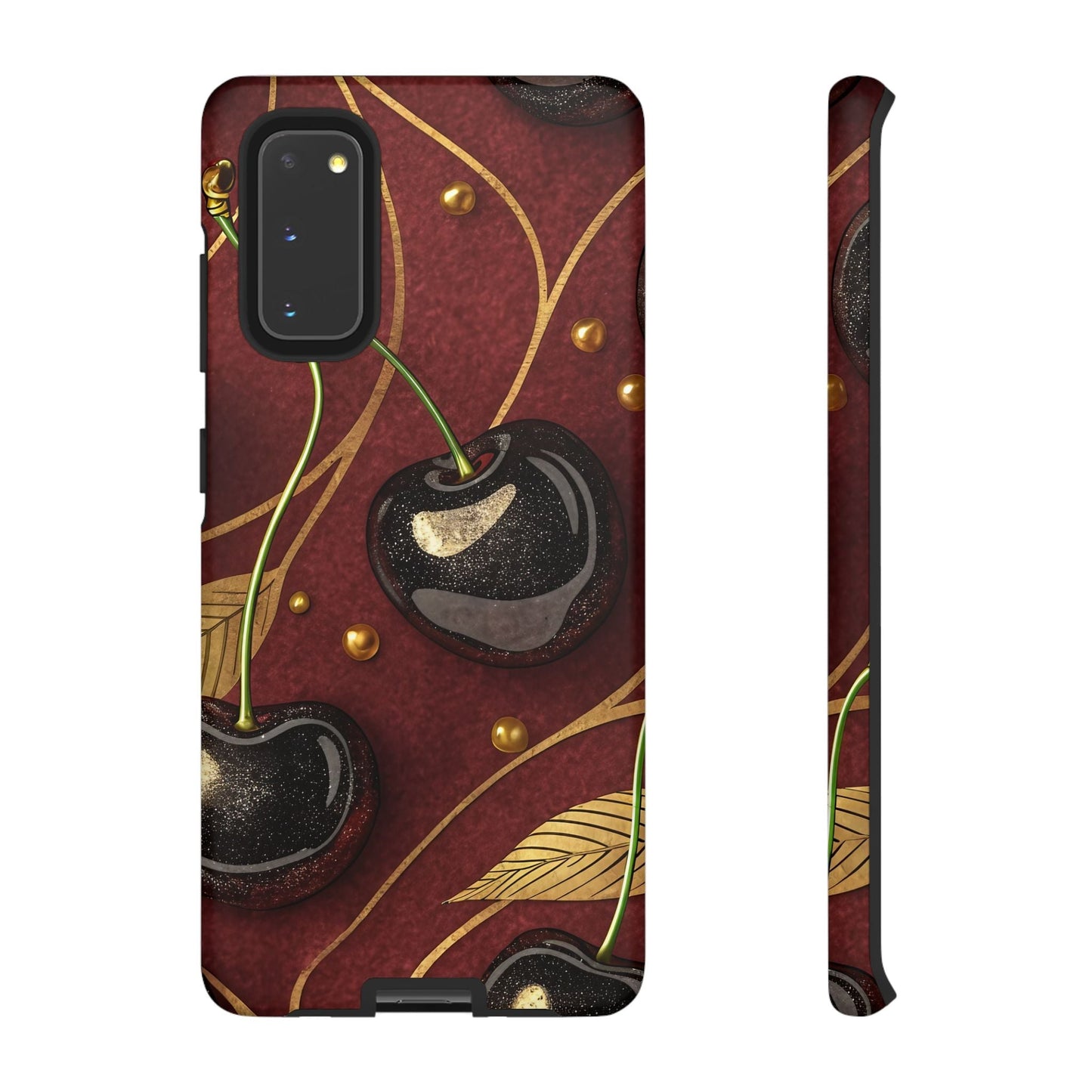 Golden Cherry Samsung Tough Case with durable protective design and stylish 3D cherry print for Samsung Galaxy phones