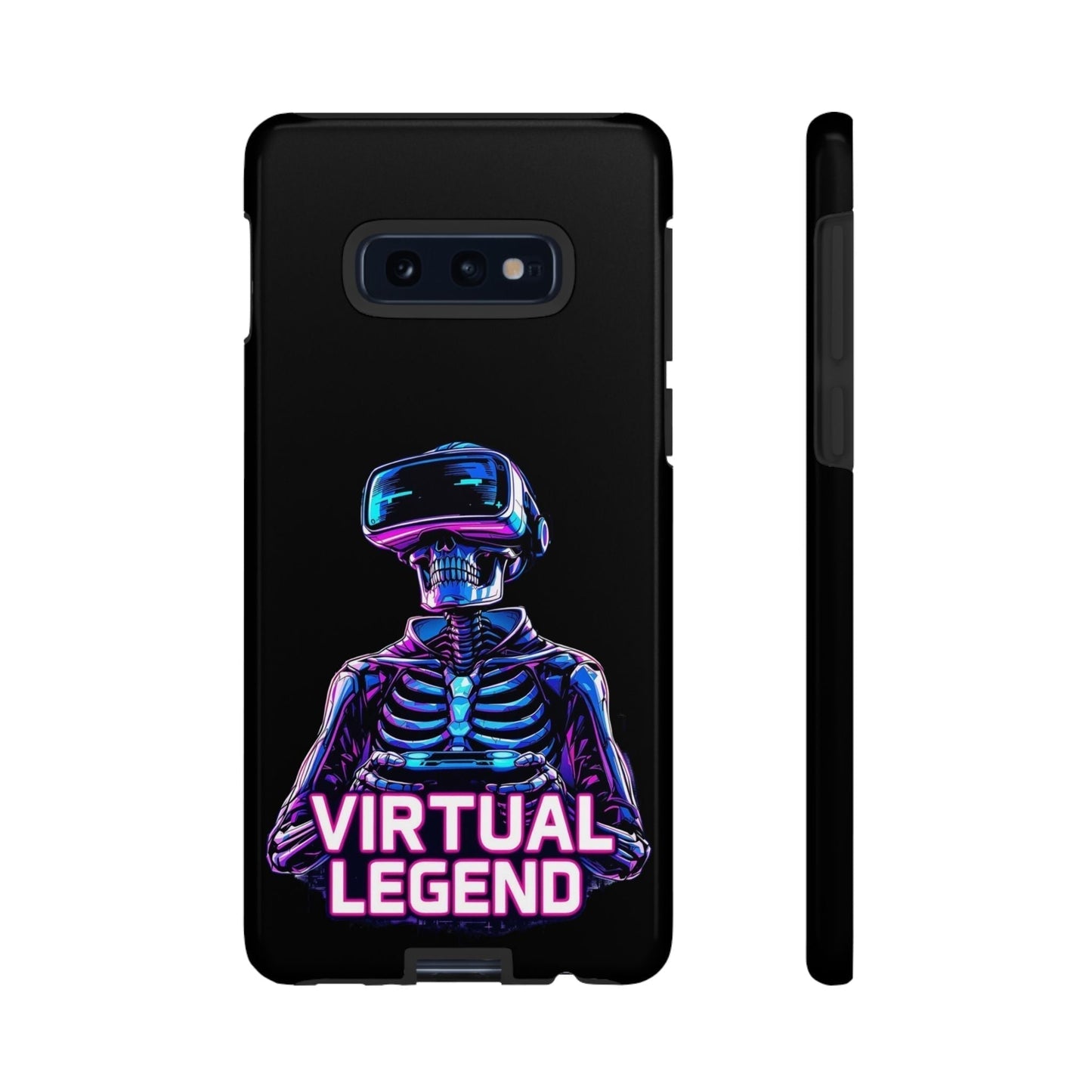 Virtual Legend Gamer Tough Case with 3D skeleton and VR headset design, durable shockproof protection for Samsung phones.