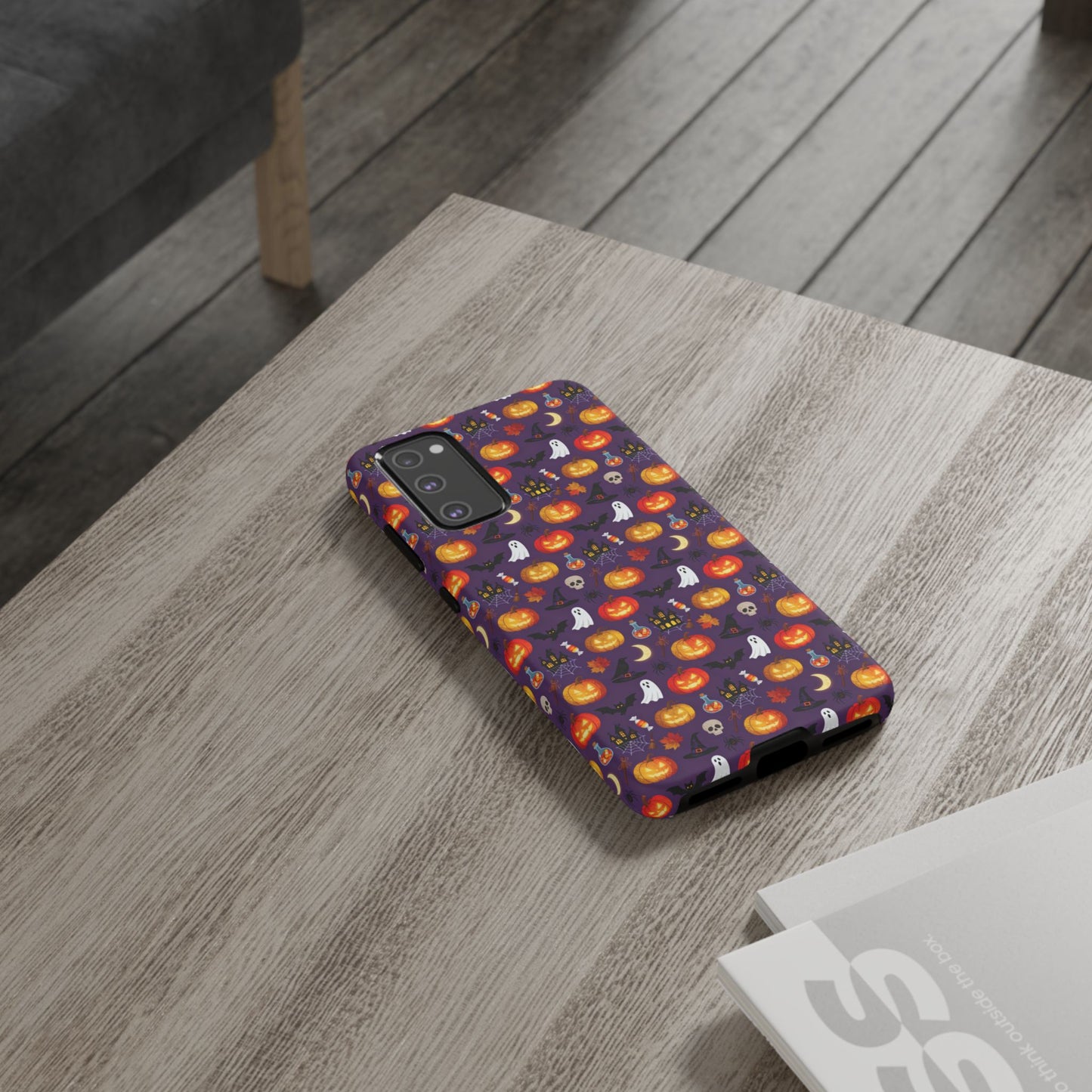Halloween Pattern Tough Phone Case — Cute Pumpkin, Ghost & Skull