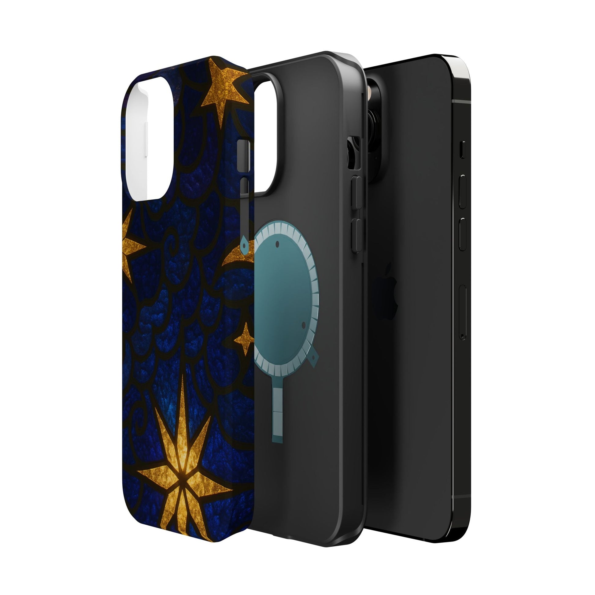 iPhone tough case with Golden Star Design, durable dual-layer protection, MagSafe compatible, available in glossy or matte finish