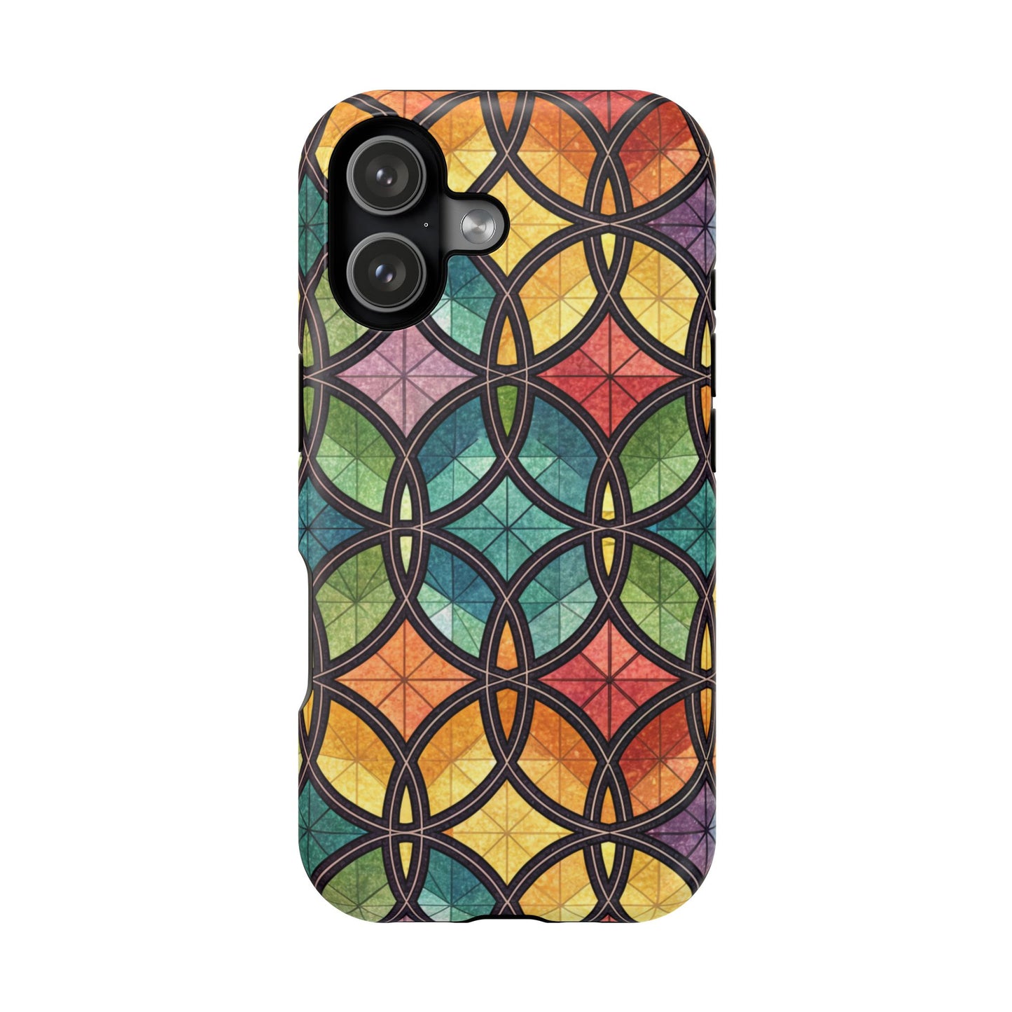 Rainbow Stain Glass iPhone Case – Durable MagSafe® Tough Phone Cover with Colorful Artistic Design