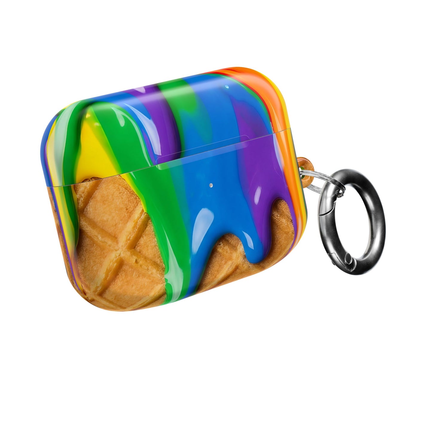 Rainbow Waffle Drip AirPods Case Protective Cover with Carabiner