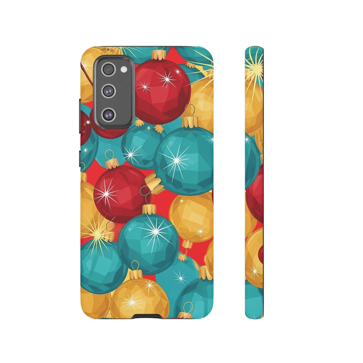 Samsung Tough Case with colorful Christmas bulb design, durable and shock-absorbent holiday bulb Samsung case