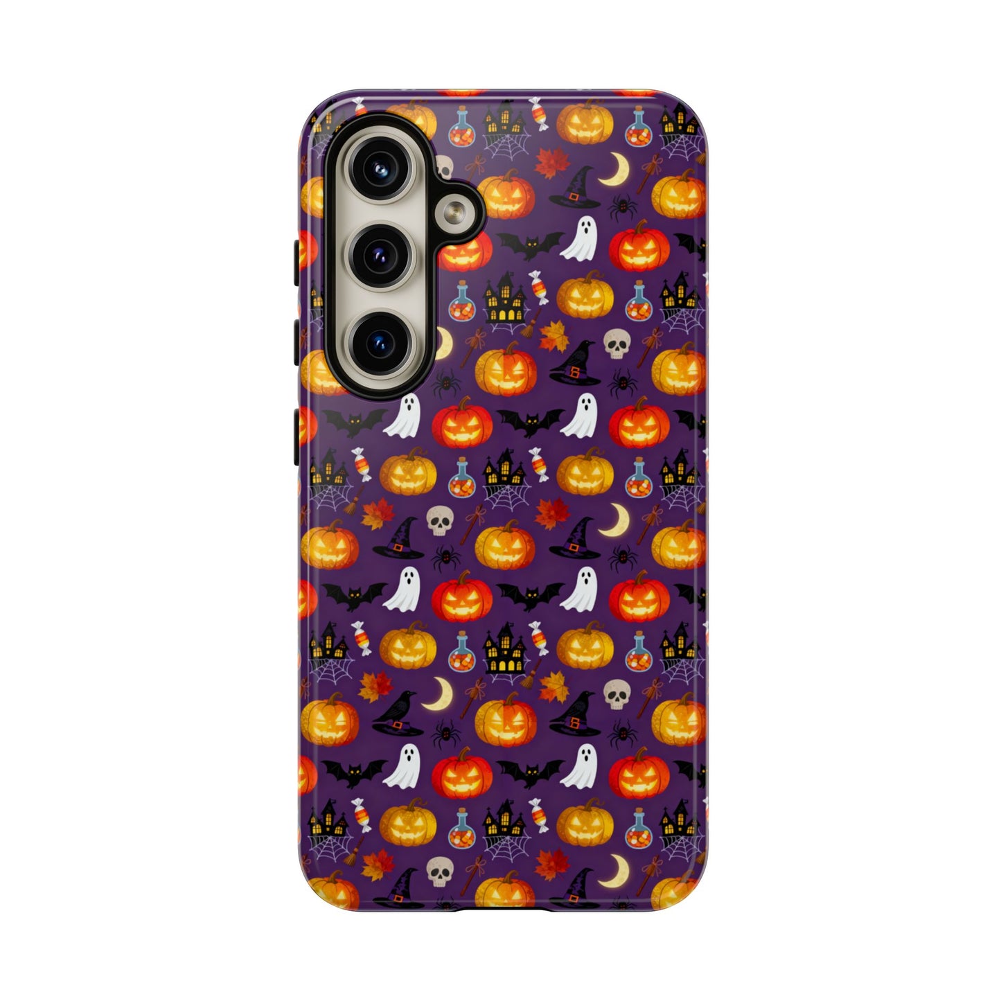 Halloween Pattern Tough Phone Case — Cute Pumpkin, Ghost & Skull