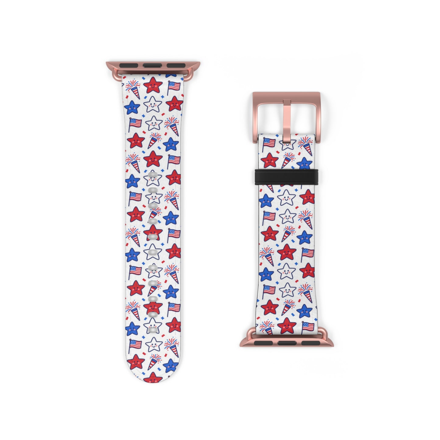 Kawaii 4th of July Apple Watch Band – Cute Patriotic Faux Leather Strap for Apple Watch Series 1–9, SE & Ultra