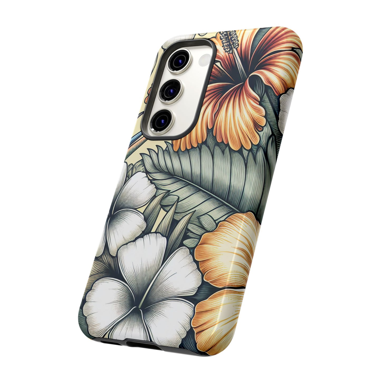 Golden Tropical Floral Design Samsung Phone Case