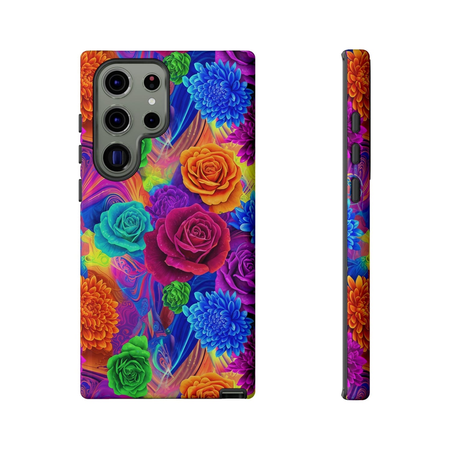 Vibrant Floral Samsung Phone Case with bold multicolor floral design and durable protective cover