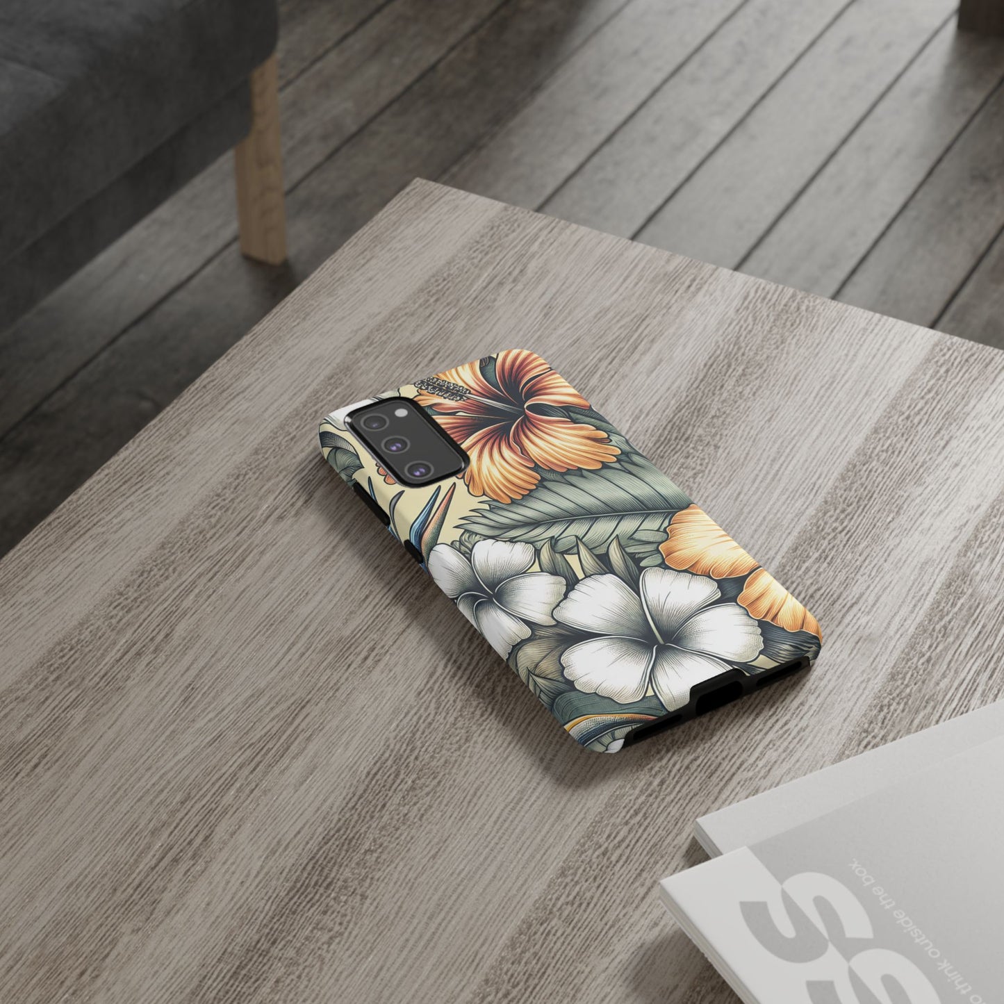 Golden Tropical Floral Design Samsung Phone Case