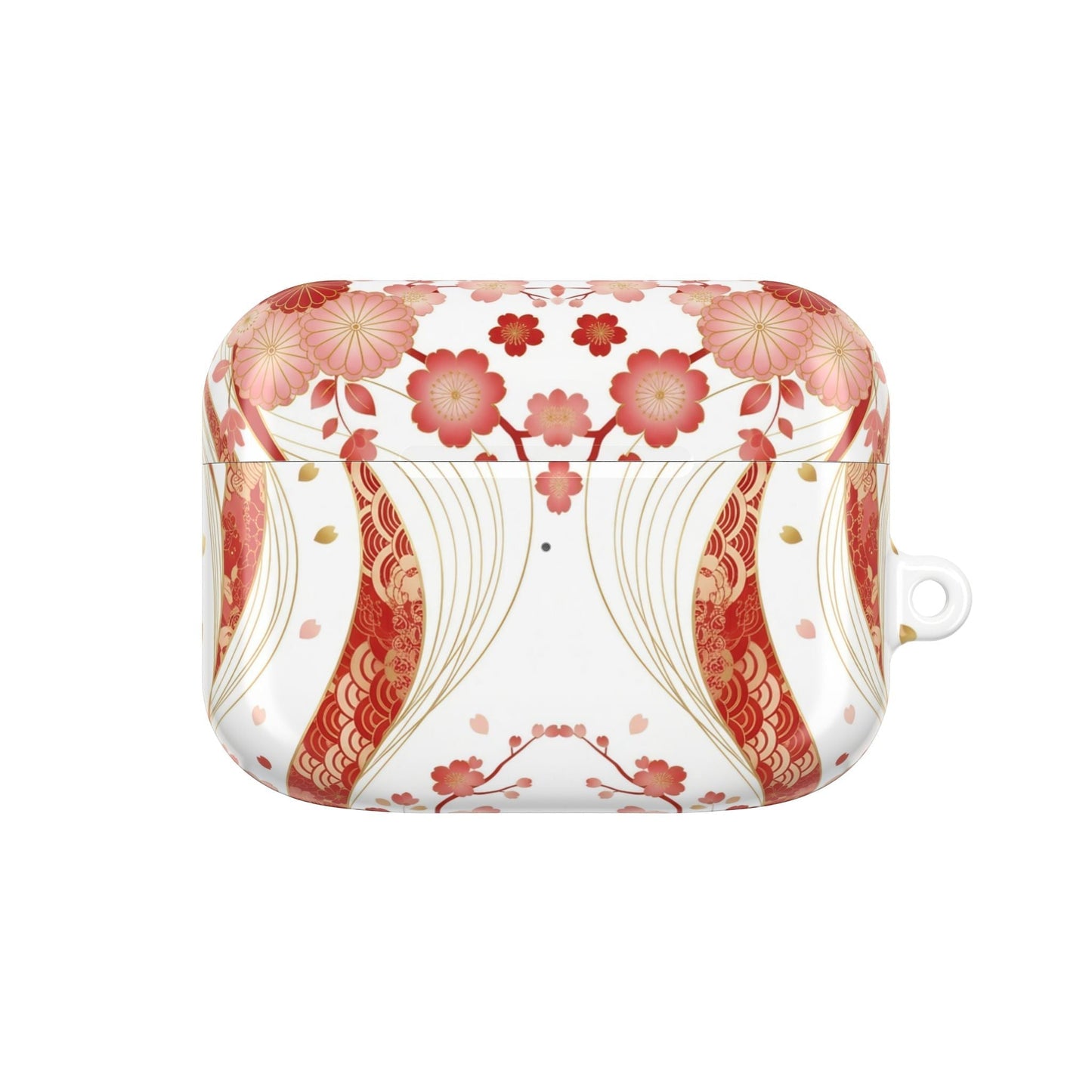 Red Golden Flower AirPod Case with glossy finish and intricate floral design for stylish protection
