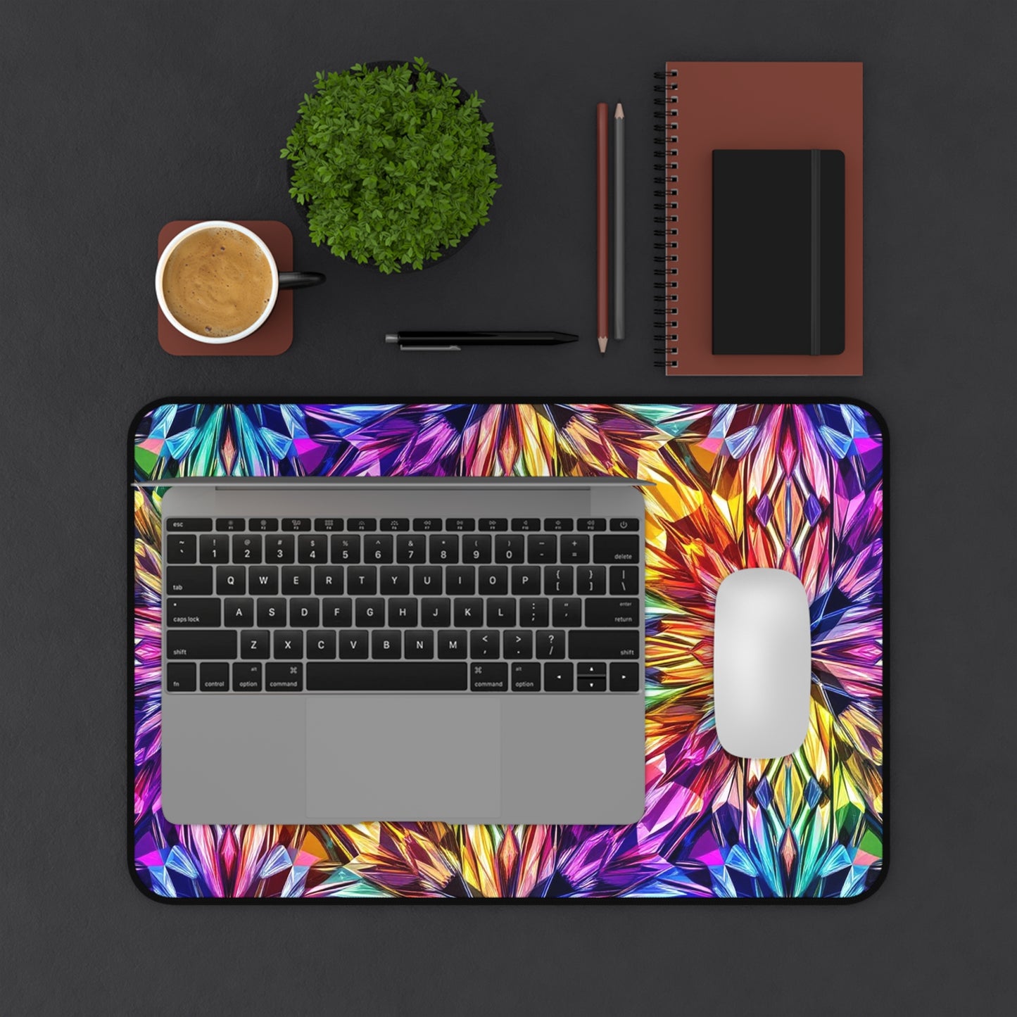 Rainbow Starbust Design Desk Mat