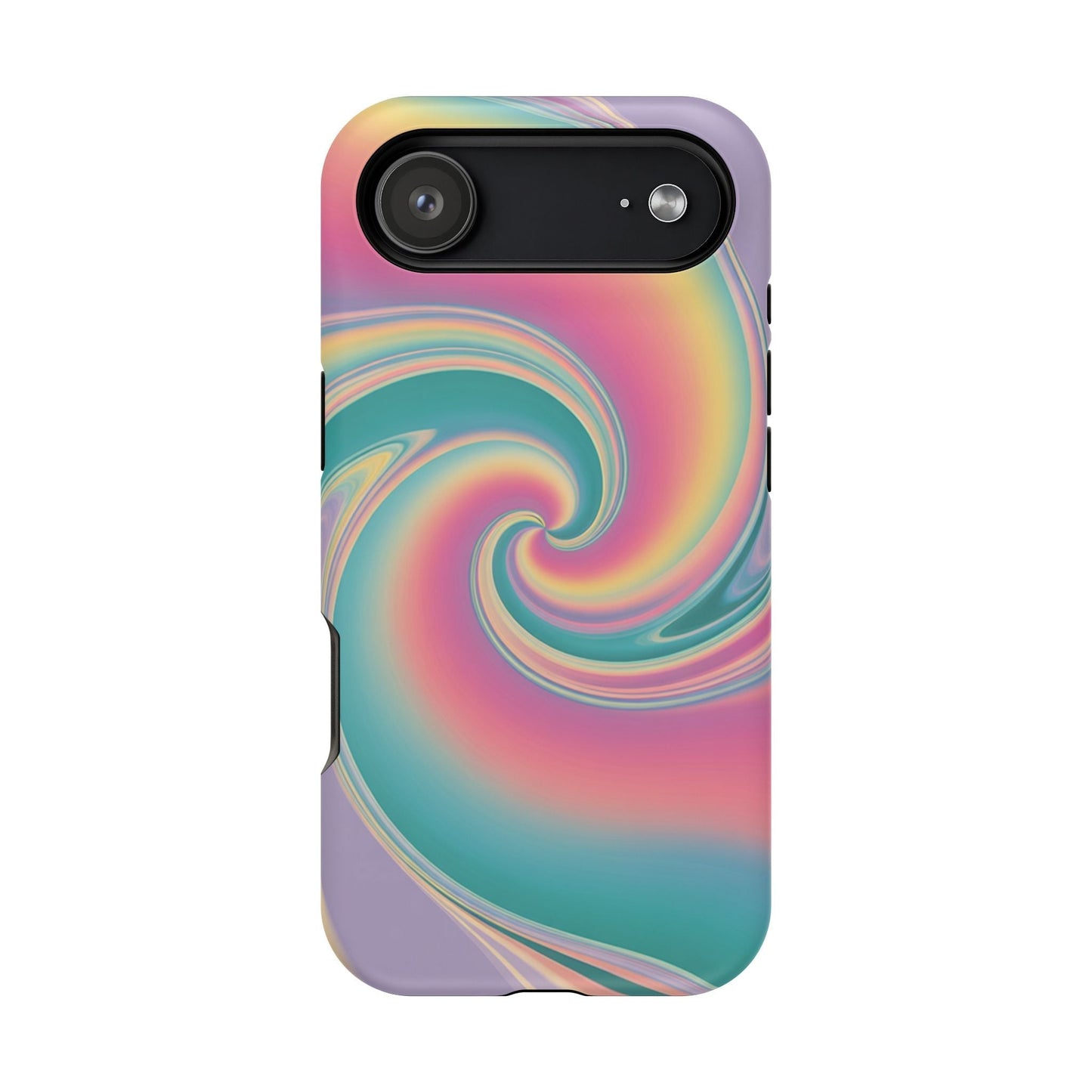 Vibrant Cotton Candy iPhone tough case with pastel swirl protective cover and shock-absorbing design