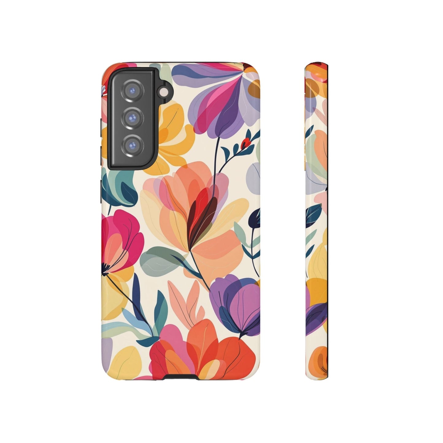 Watercolor Floral Samsung Tough Case with vibrant multicolor floral design and durable protective cover for Samsung phone