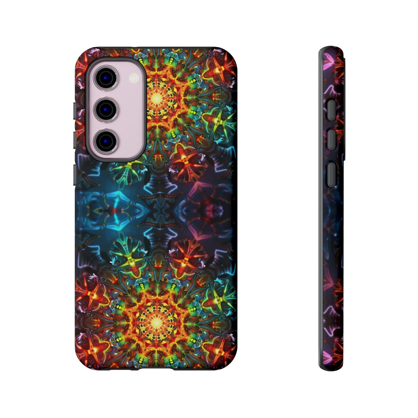 Abstract Kaleidoscope Samsung phone case with vibrant multicolor geometric pattern and protective design