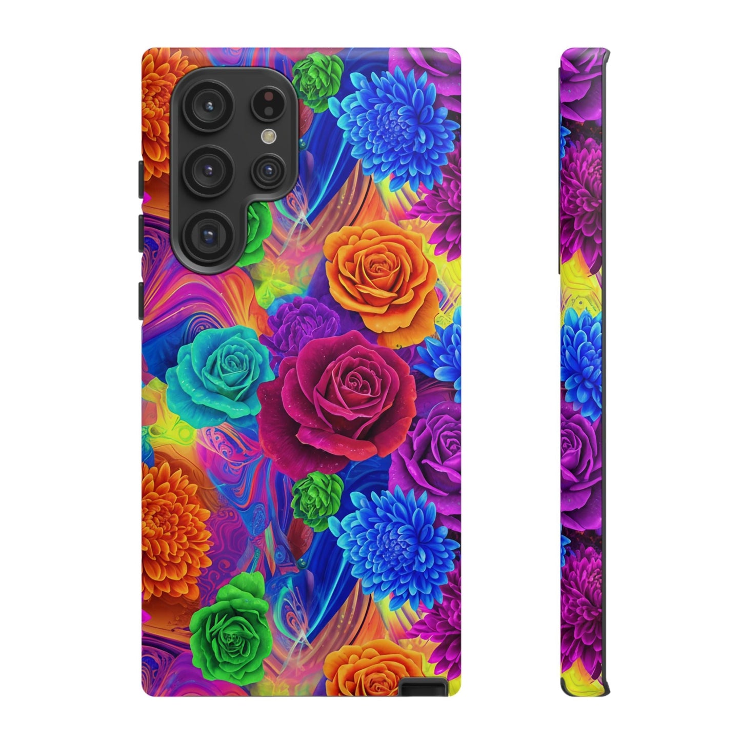 Vibrant Floral Samsung Phone Case with colorful roses and durable protective design