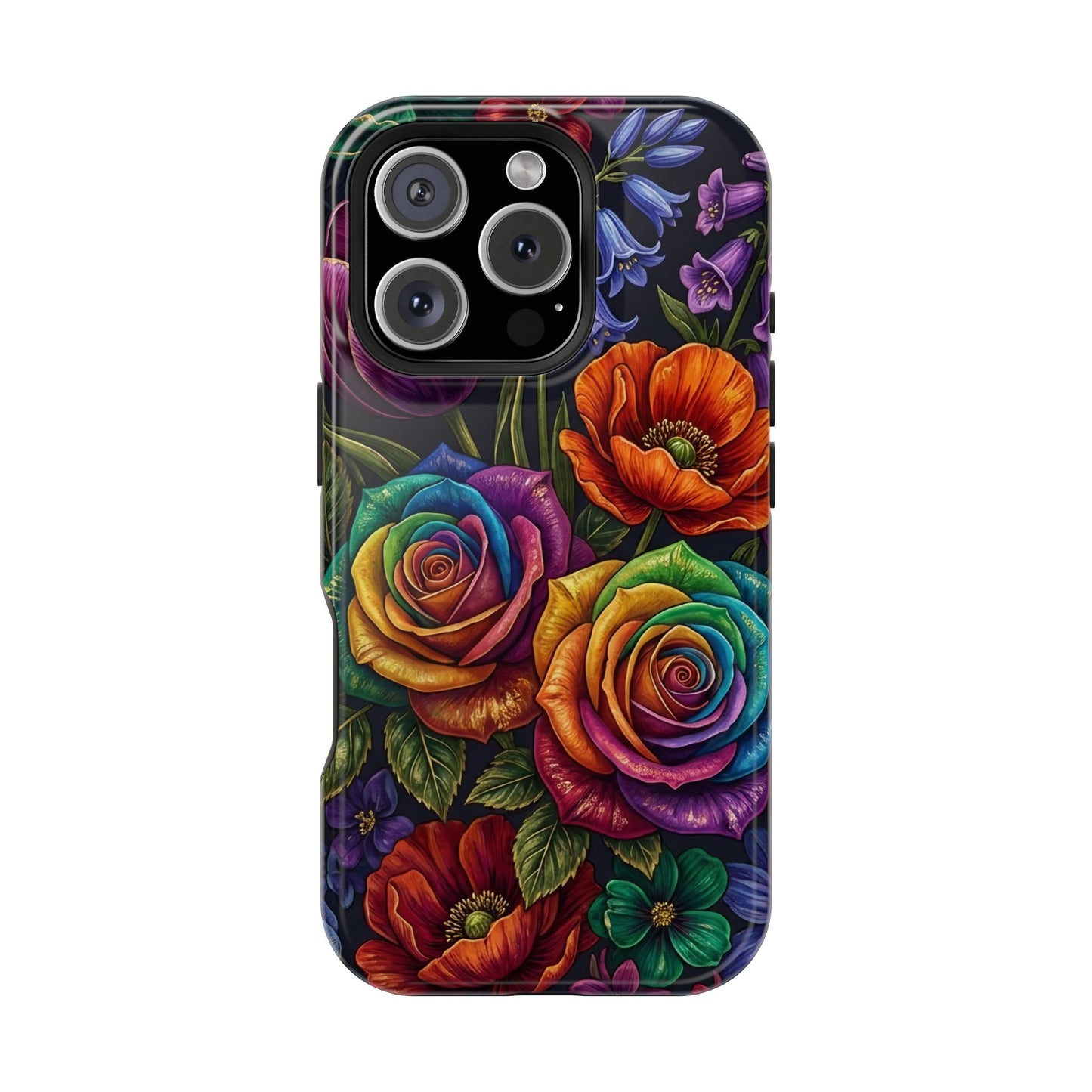 Rainbow Rose iPhone Tough Case — Magnetic Impact-Resistant Phone Case