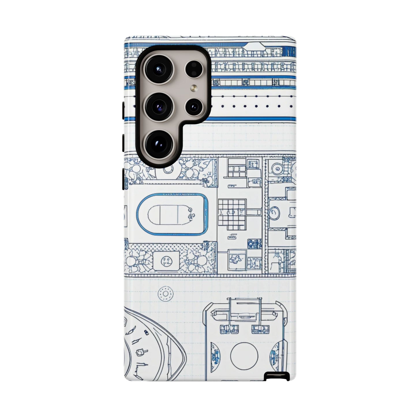 Samsung phone case with cruise ship design featuring 3D wrap print and durable impact protection