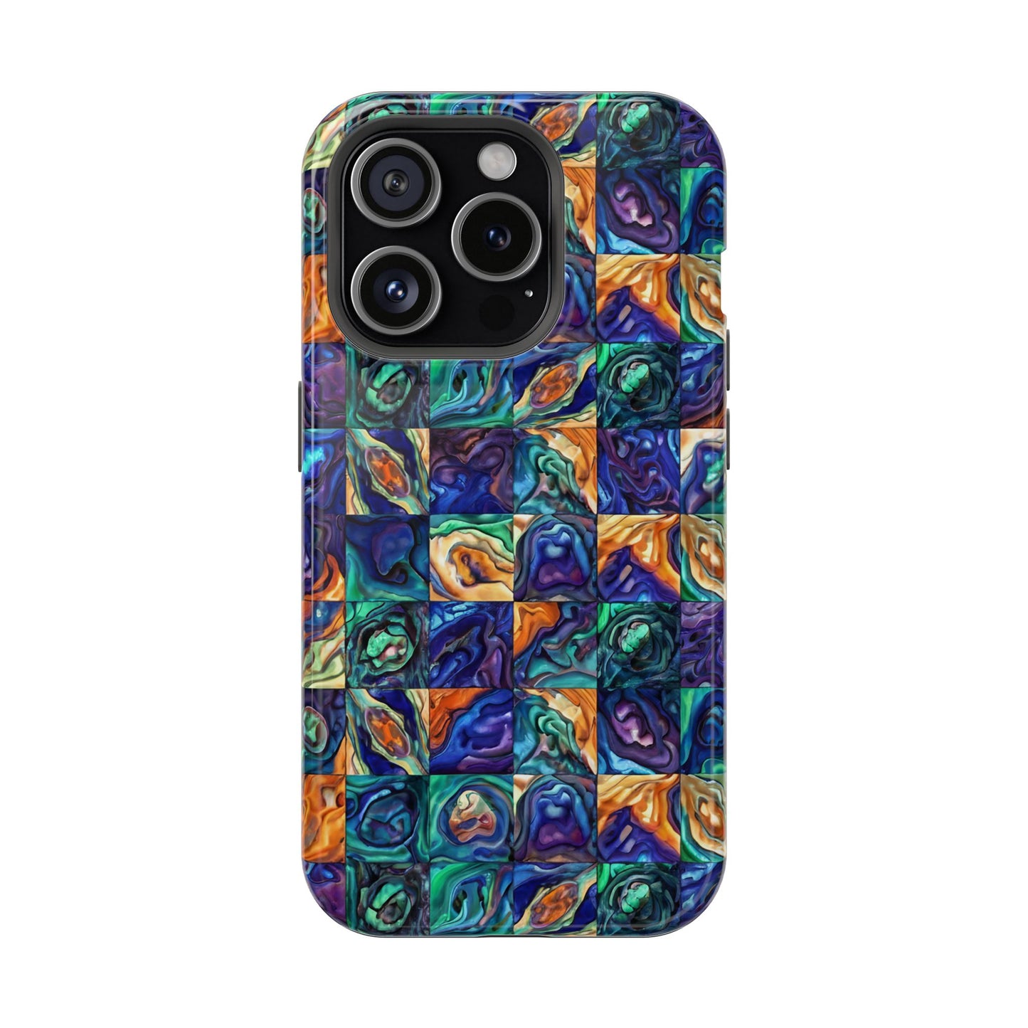 Abstract Purple & Green Seascape Magnetic Impact-Resistant iPhone Case