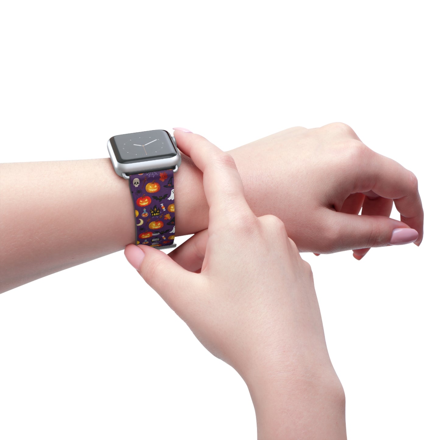 Halloween Pumpkin Pattern Watch Band — Spooky Orange Jack-O'-Lantern Apple Watch Strap