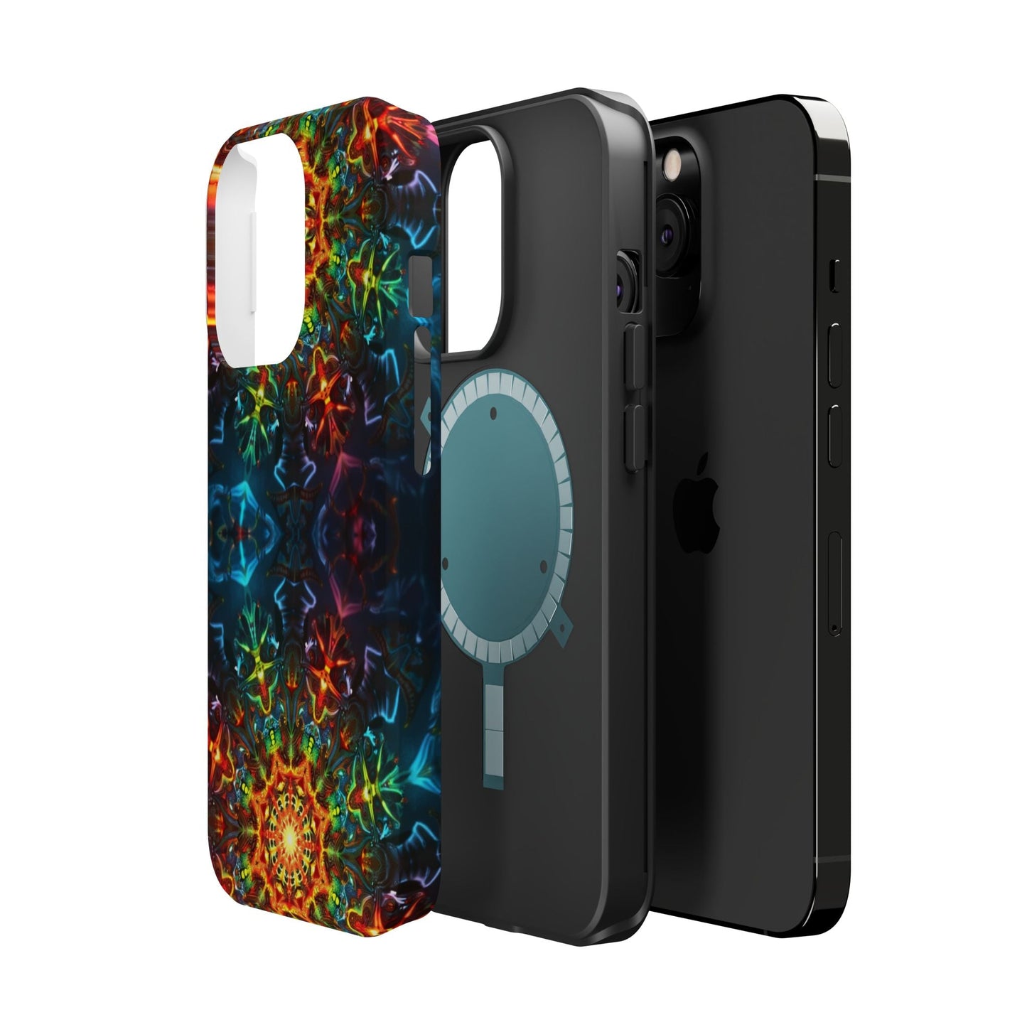 Abstract Kaleidoscope Design colorful iPhone case with dual-layer protection and MagSafe compatibility