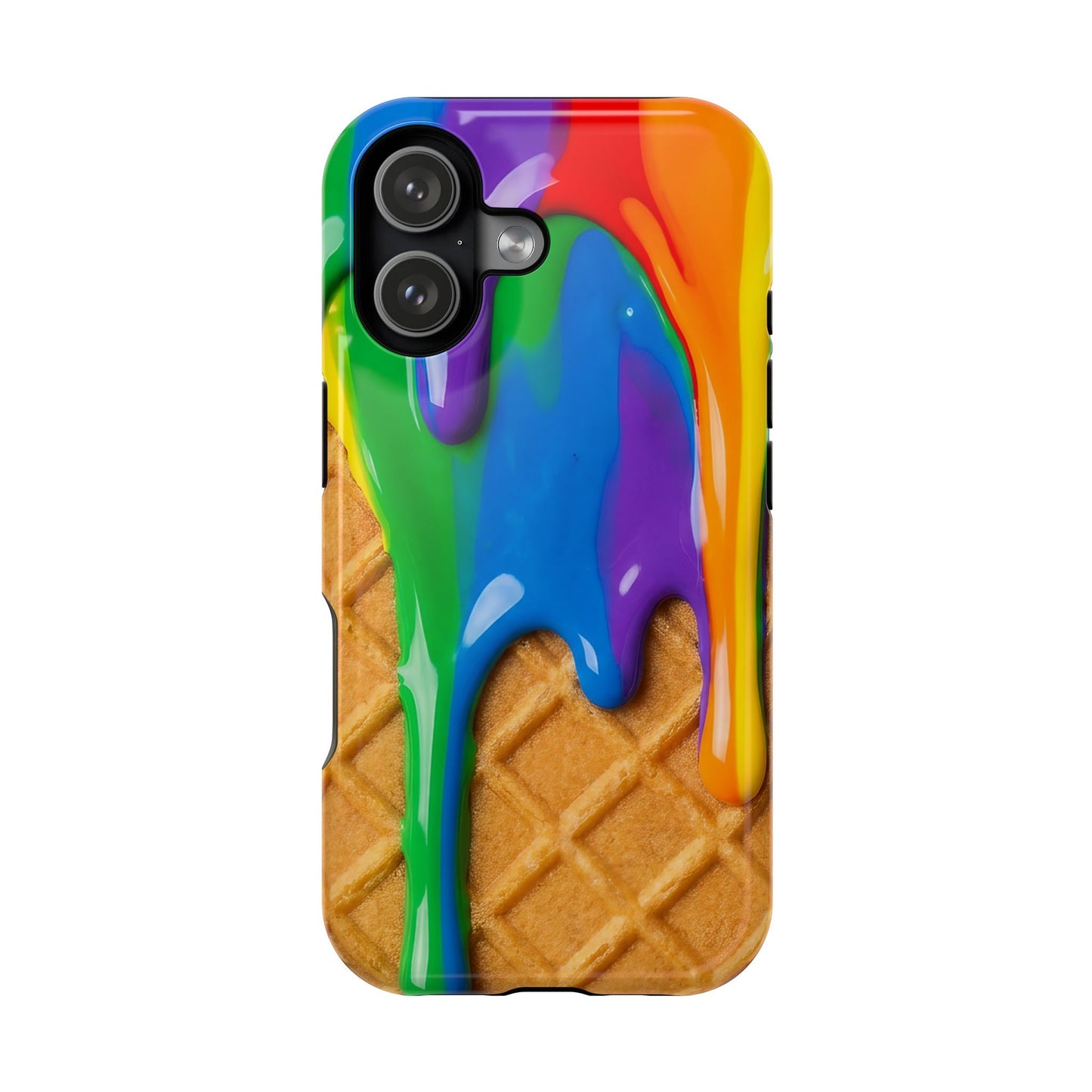 Waffle Rainbow Drip iPhone Case MagSafe Tough Protective Colorful Phone Case
