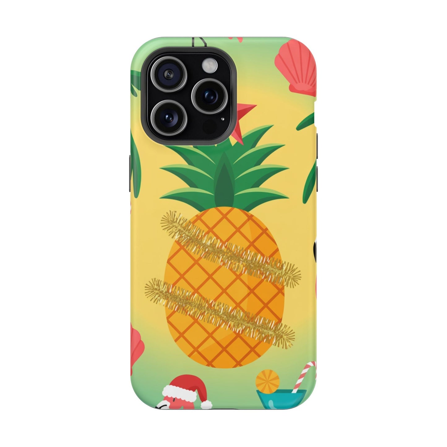iPhone case with festive pineapple Christmas design and MagSafe compatibility