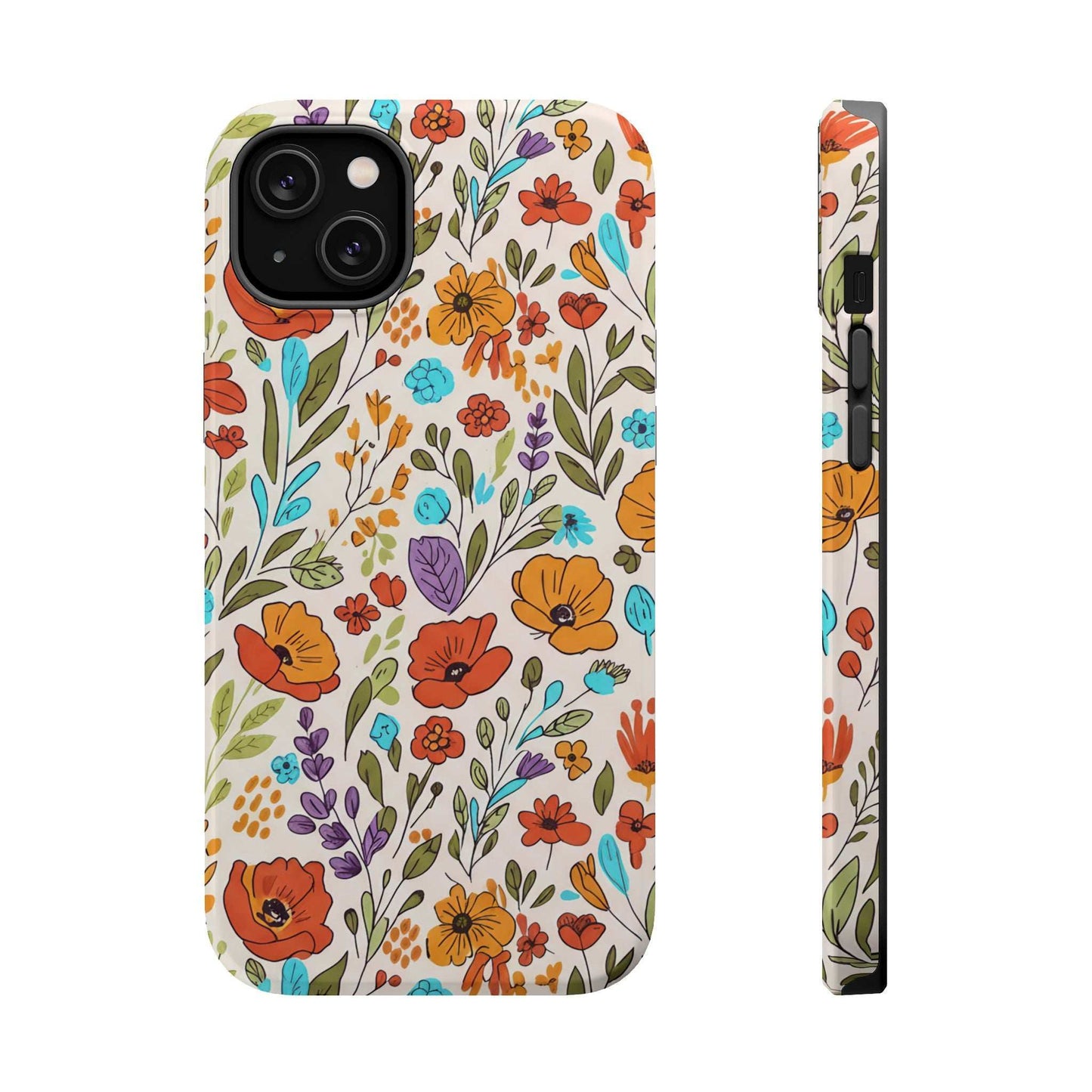Floral Drawing iPhone Case — Magnetic Impact-Resistant Phone Cover