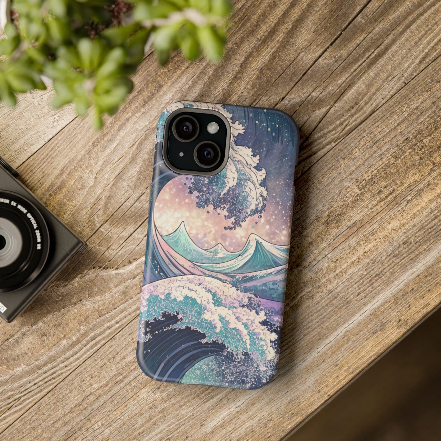 Crashing Waves Design iPhone case with magnetic MagSafe protection and artistic ocean wave artwork