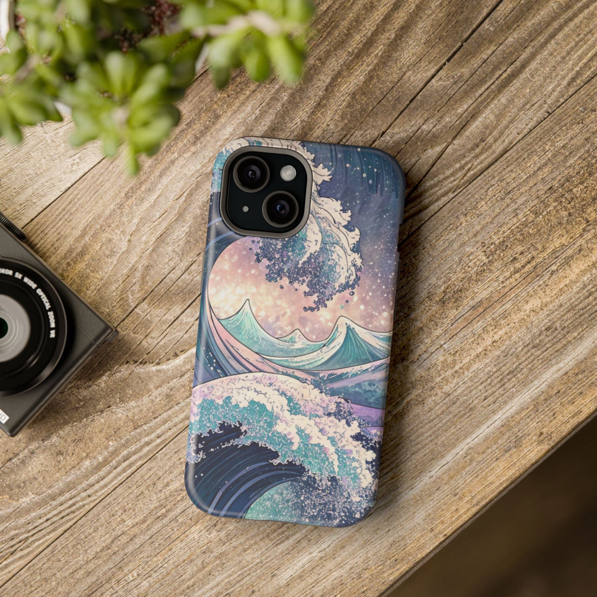 Crashing Waves Design iPhone case with magnetic MagSafe protection and artistic ocean wave artwork