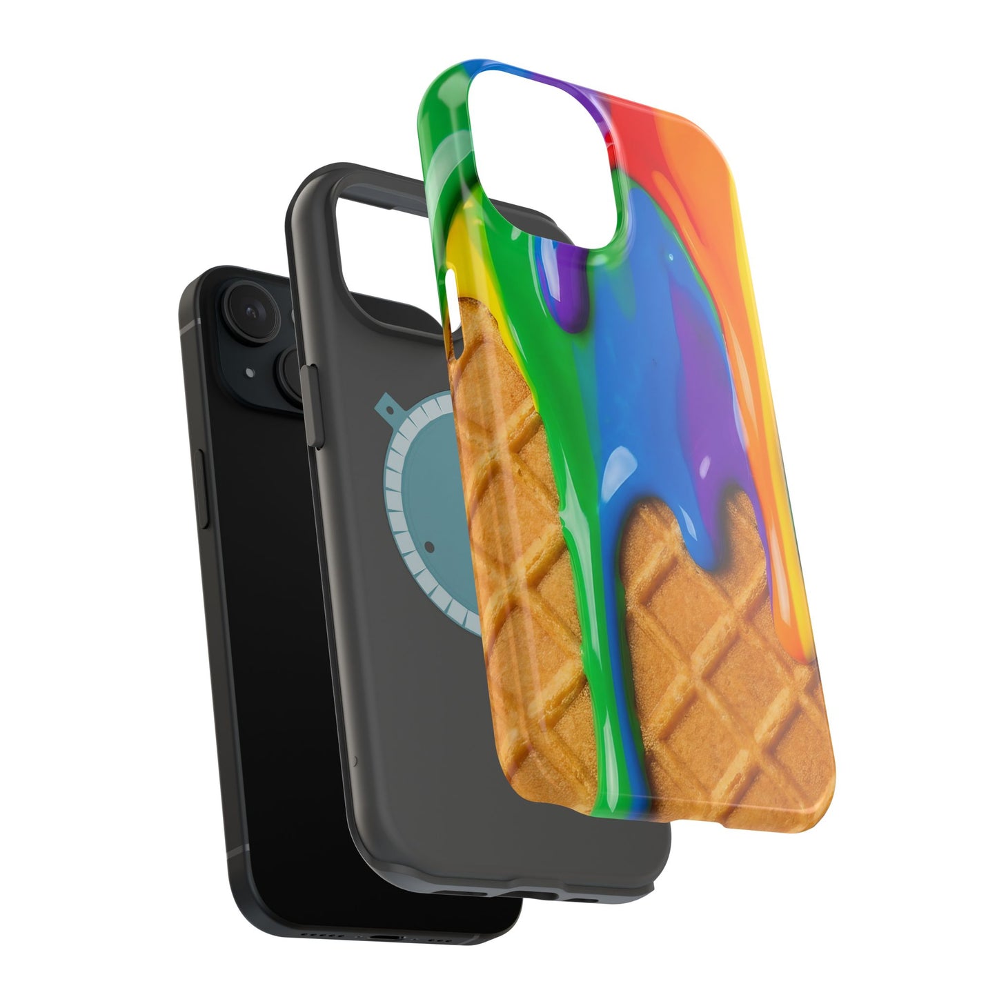 Waffle Rainbow Drip iPhone Case MagSafe Tough Protective Colorful Phone Case