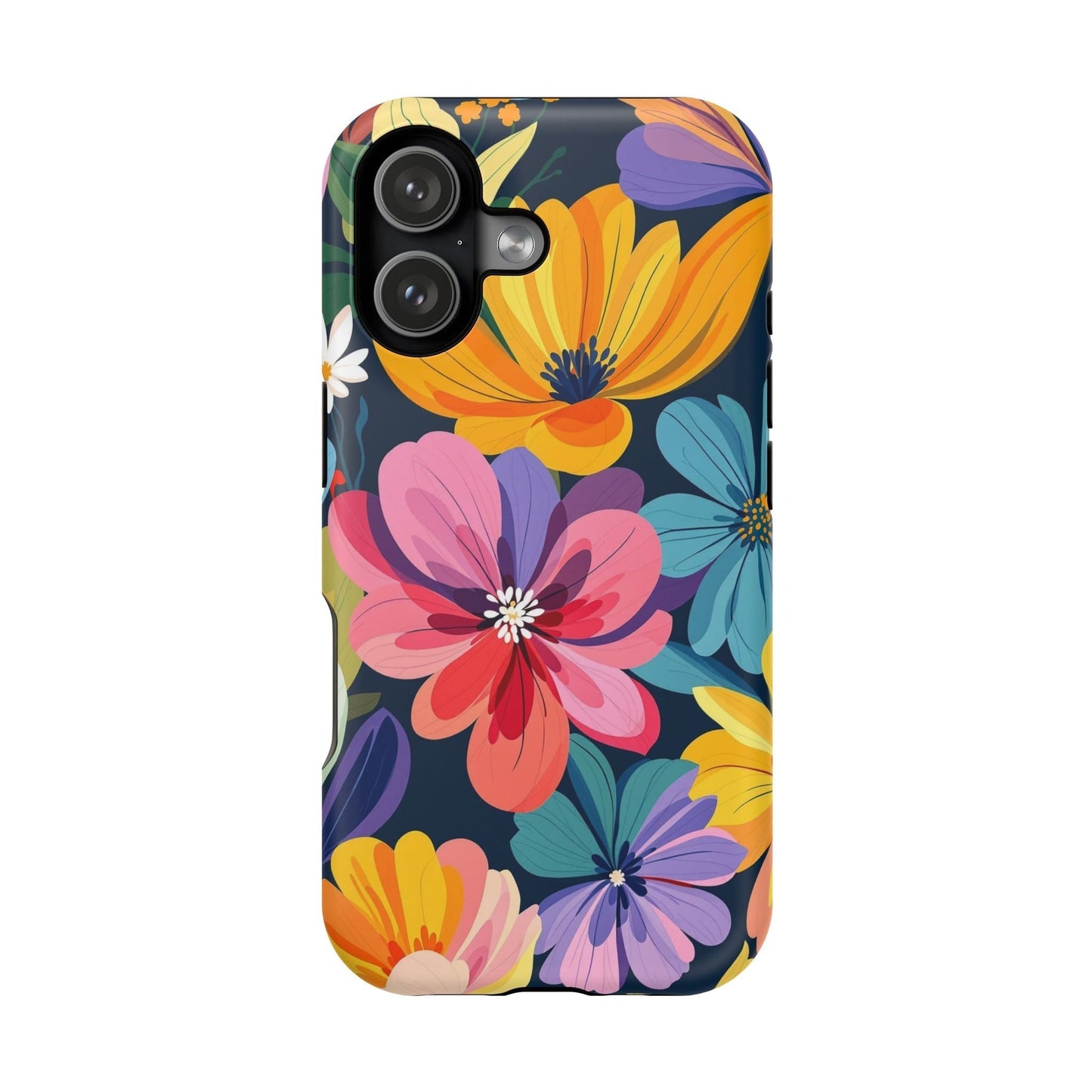Colorful Floral Design iPhone 17 case with vibrant flowers and MagSafe compatibility