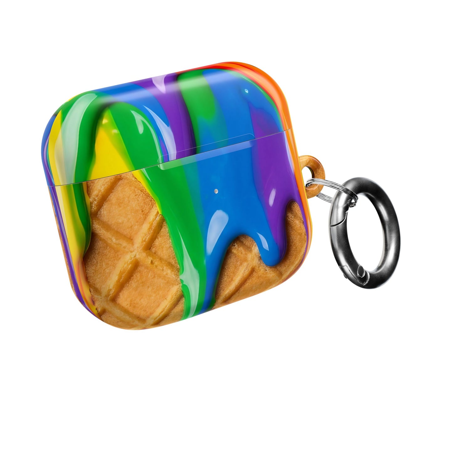 Rainbow Waffle Drip AirPods Case Protective Cover with Carabiner