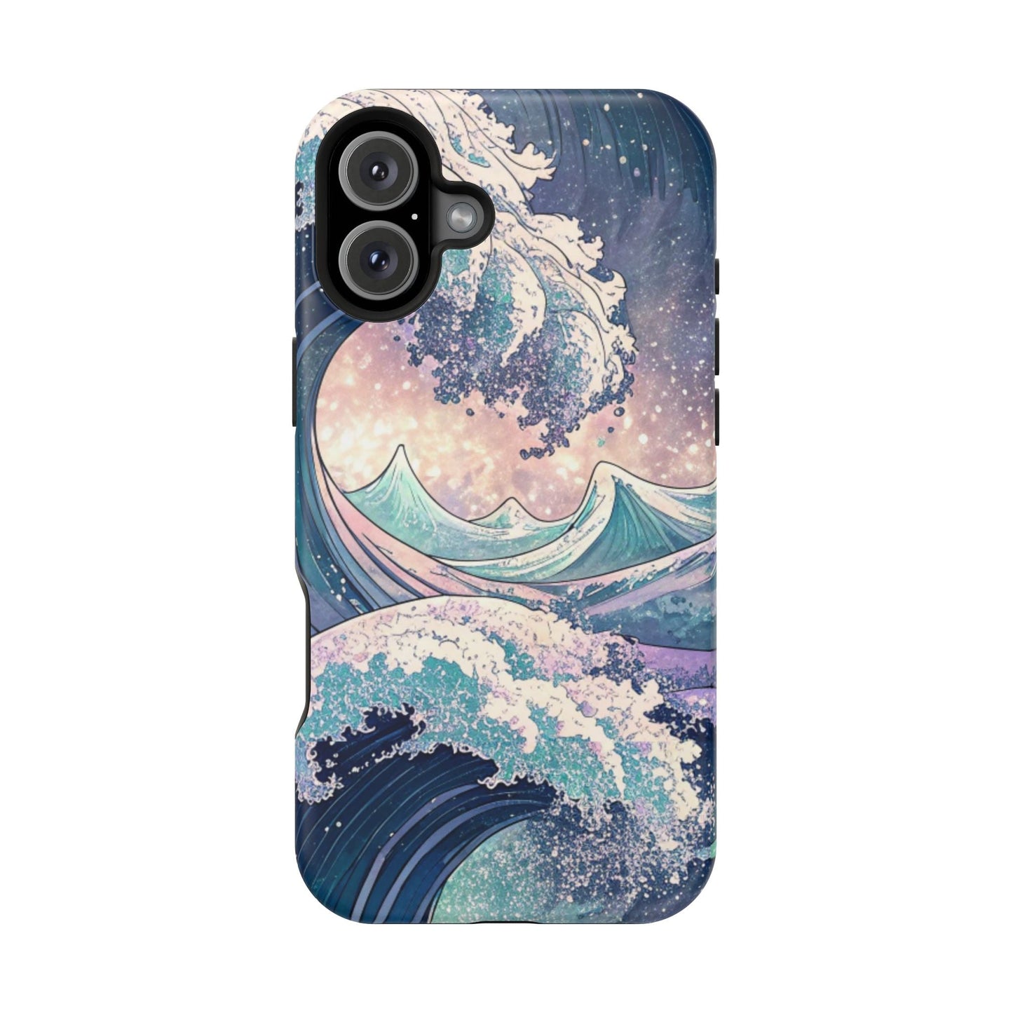 iPhone case with Crashing Waves Design featuring dual-layer protection and MagSafe compatibility