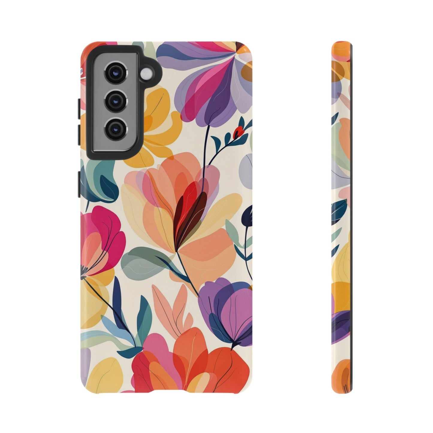 Watercolor Floral Samsung Tough Case with vibrant multi-colored floral design and durable protective construction for Samsung phone