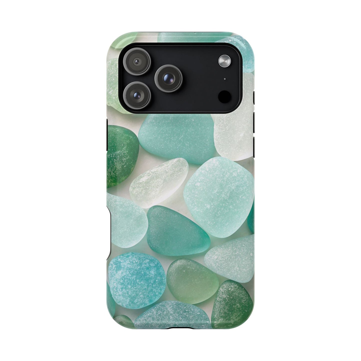 Sea Glass Inspired Design iPhone case with durable protective dual-layer and MagSafe magnet for beach aesthetic and summer vibes